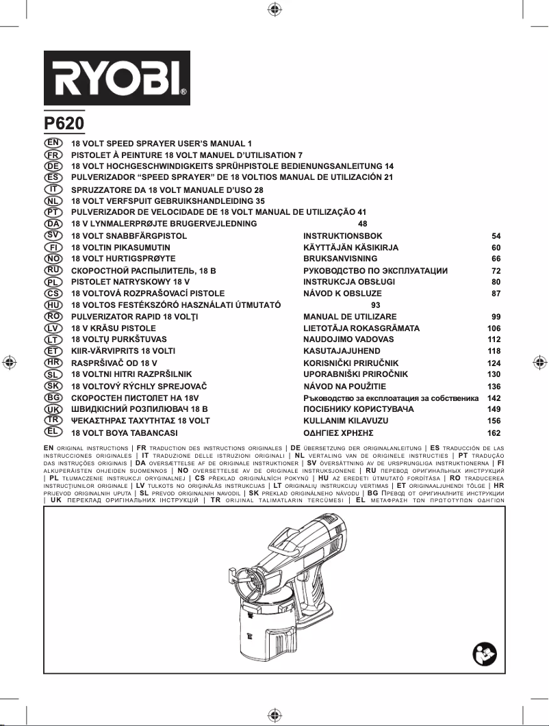 Page n°1 - Manuel utilisateur RYOBI One+ P620