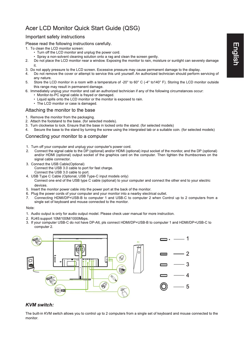 Page 1 de la notice Guide de démarrage rapide Acer CB243Y