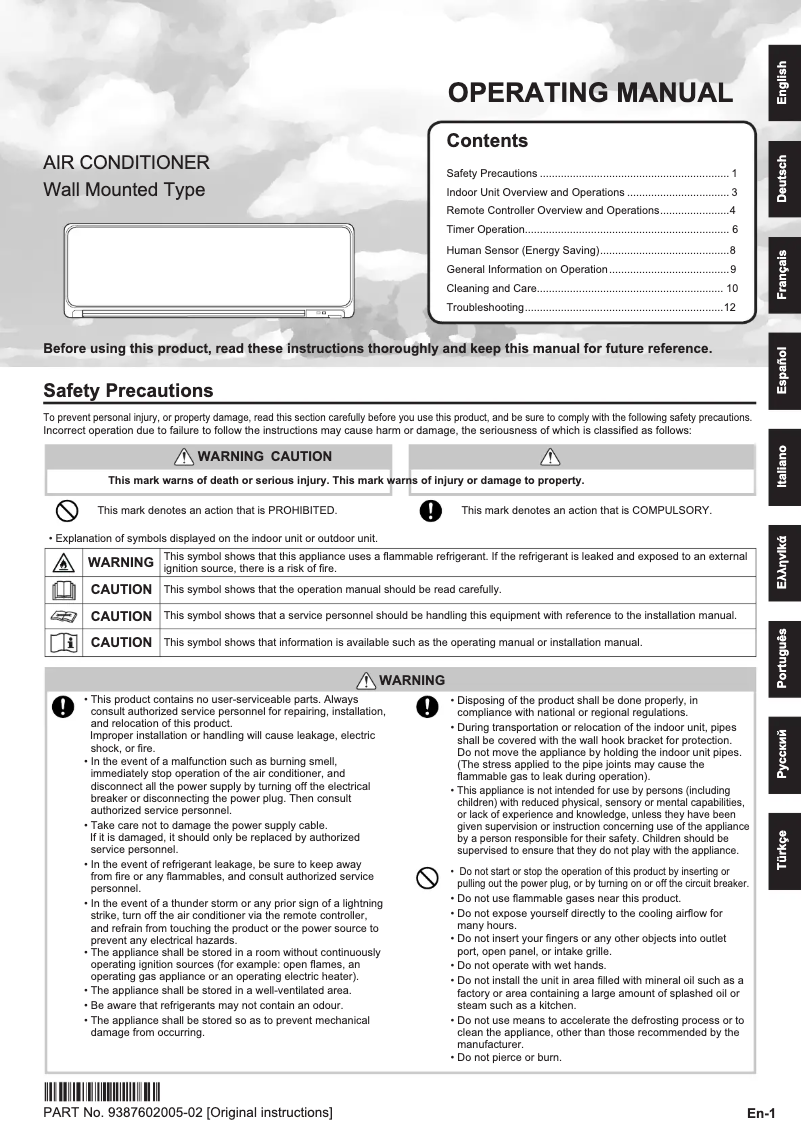 Page n°1 - Manuel utilisateur Fujitsu AOYG14KGCA