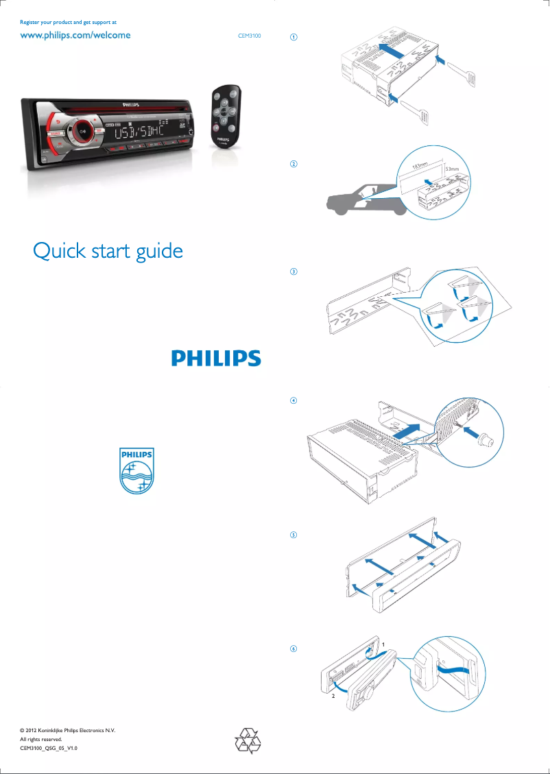 Page n°1 - Guide de démarrage rapide Philips CarStudio CE133G