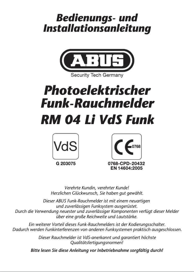 Page 1 de la notice Manuel utilisateur Abus RM0011