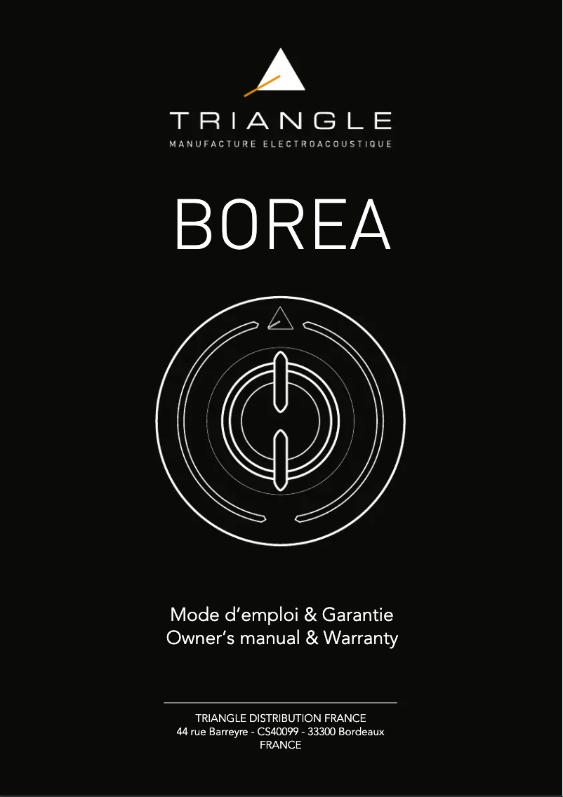 Page 1 de la notice Manuel utilisateur Triangle Borea BR08