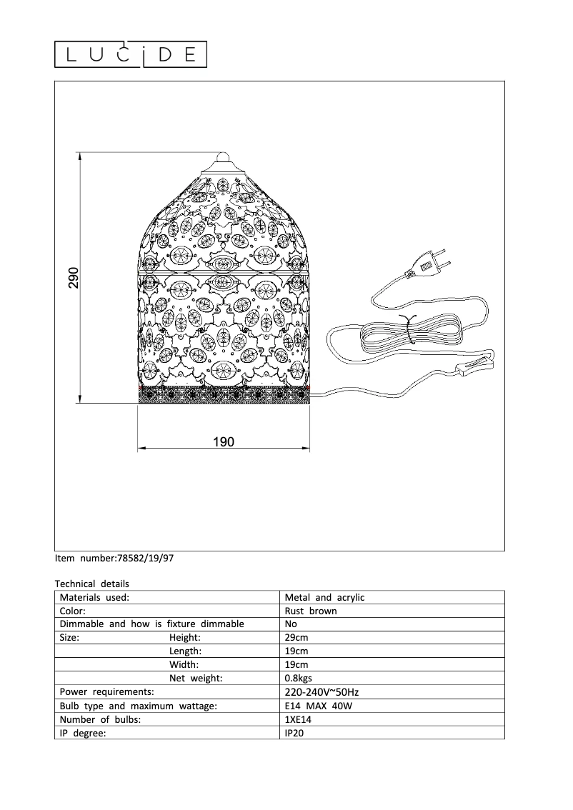 Page n°1 - Manuel utilisateur Lucide Byrsa 78582/19/97