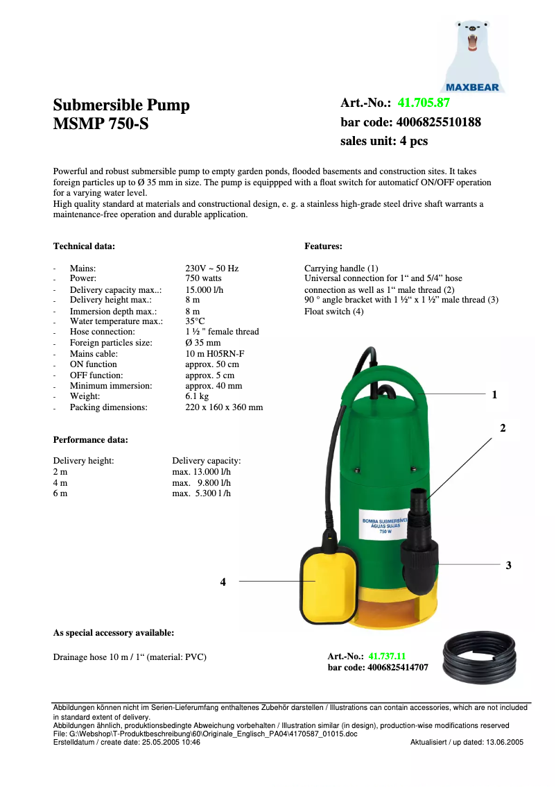 Page 1 de la notice Manuel utilisateur Maxbear MSMP 750-S