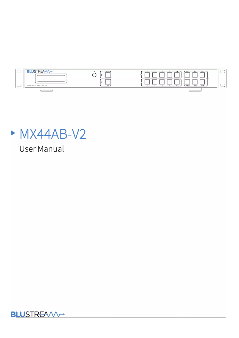 Page n°1 - Manuel utilisateur Blustream MX44AB-V2
