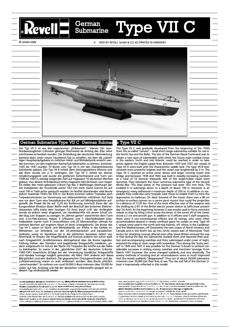 Page n°1 - Manuel utilisateur Revell U-boat Type VII C