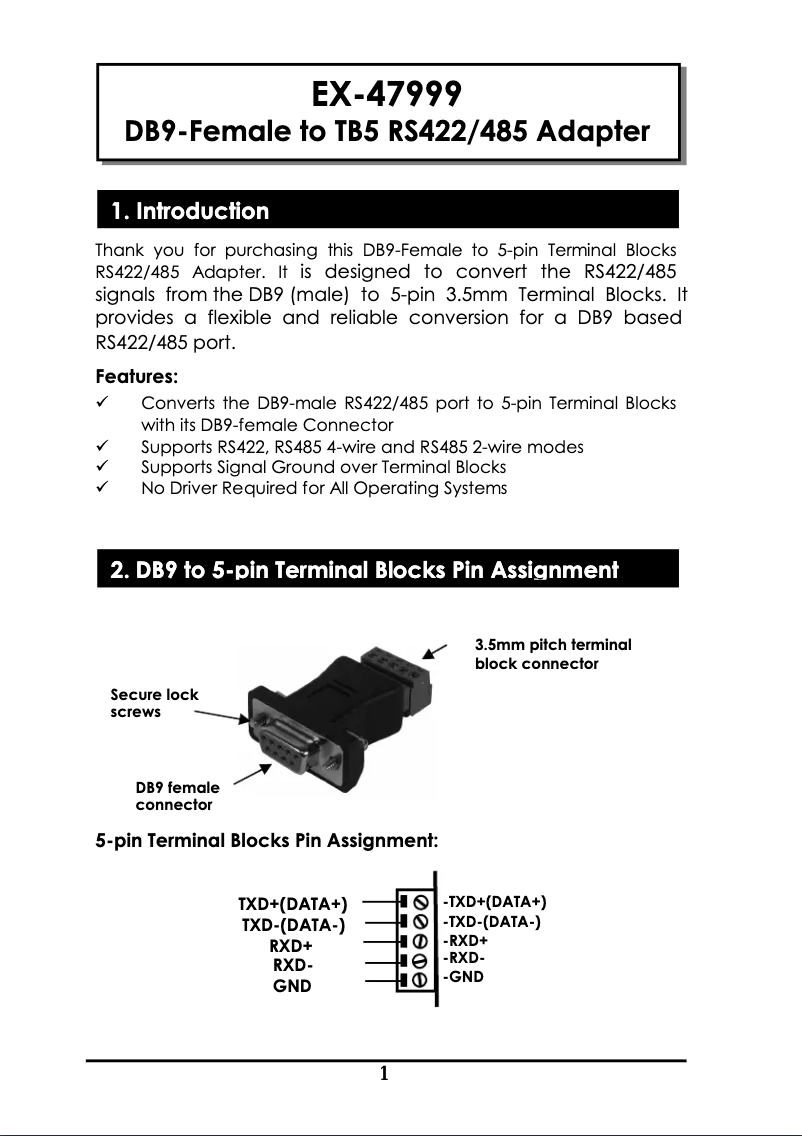 Página 1 del manual Manual de usuario EXSYS EX-47995
