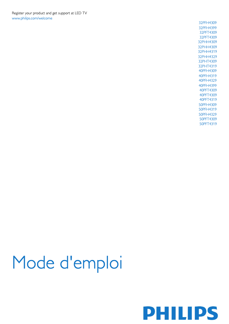 First page image of the manual for 40PFT4319