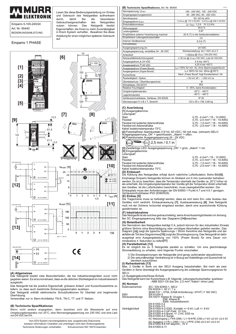 Page n°1 - Manuel utilisateur Murr Elektronik Emparro 5-100-240/24