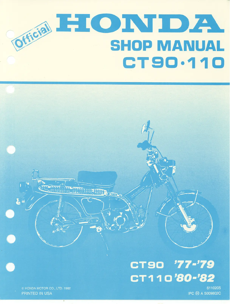 Image de la première page du manuel de l'appareil CT110 (1982)