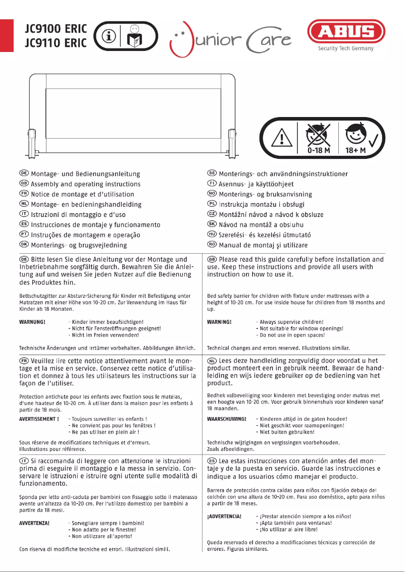 Page 1 de la notice Manuel utilisateur Abus JC9110 ERIC