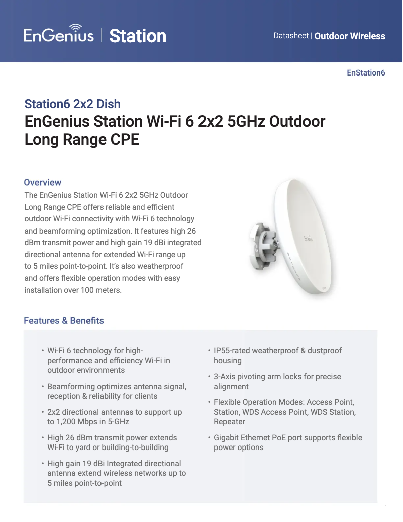 Page 1 de la notice Manuel utilisateur EnGenius Station6