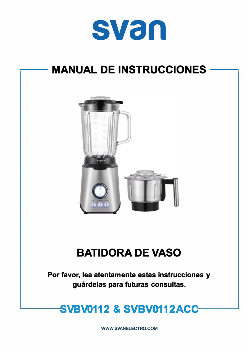 Page 1 de la notice Manuel utilisateur SVAN SVBV0112