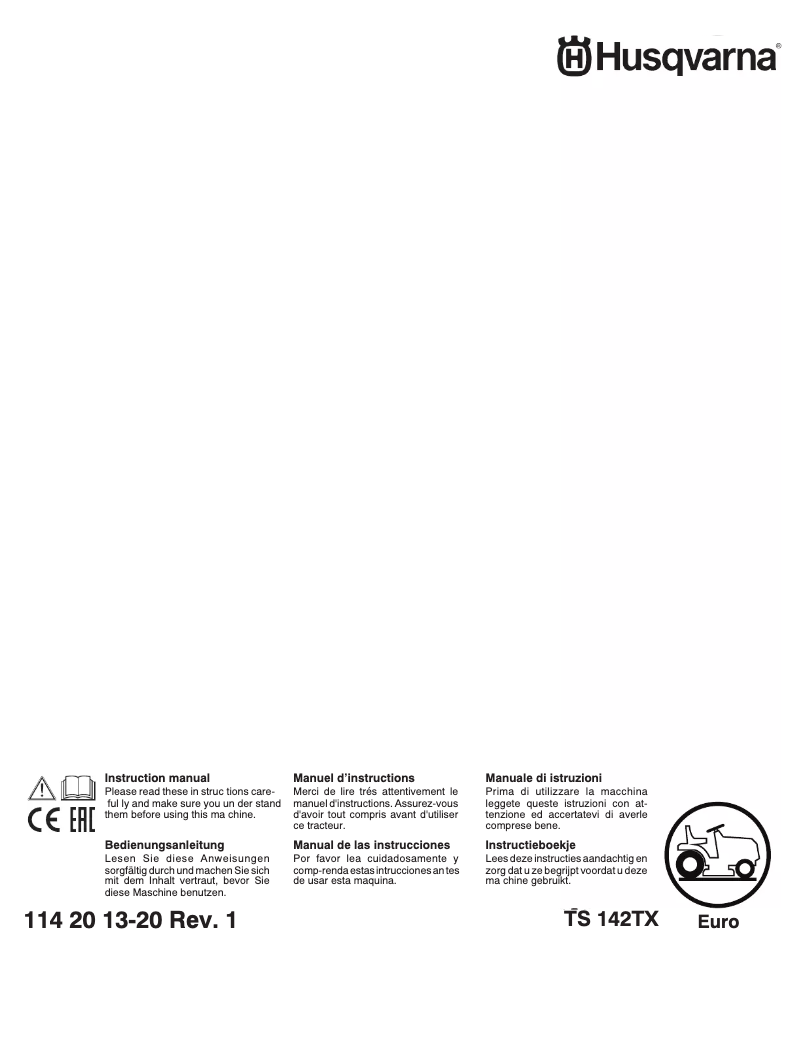 Page n°1 - Manuel utilisateur Husqvarna TS 142TX