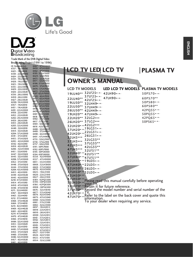 Page 1 de la notice Manuel utilisateur LG 32LG2200