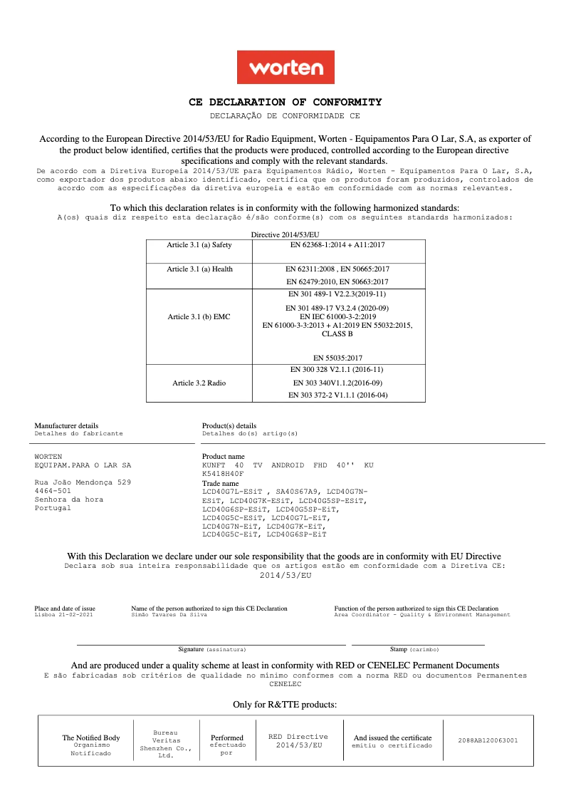 Page n°1 - Manuel utilisateur Kunft K5418H40F