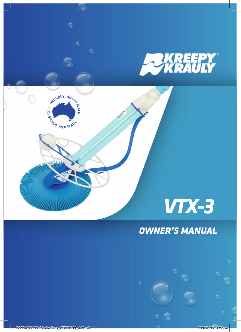 Page n°1 - Manuel utilisateur Kreepy Krauly VTX-3