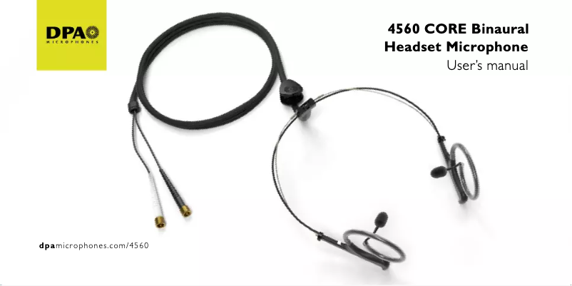 Page n°1 - Manuel utilisateur DPA 4560 CORE Binaural