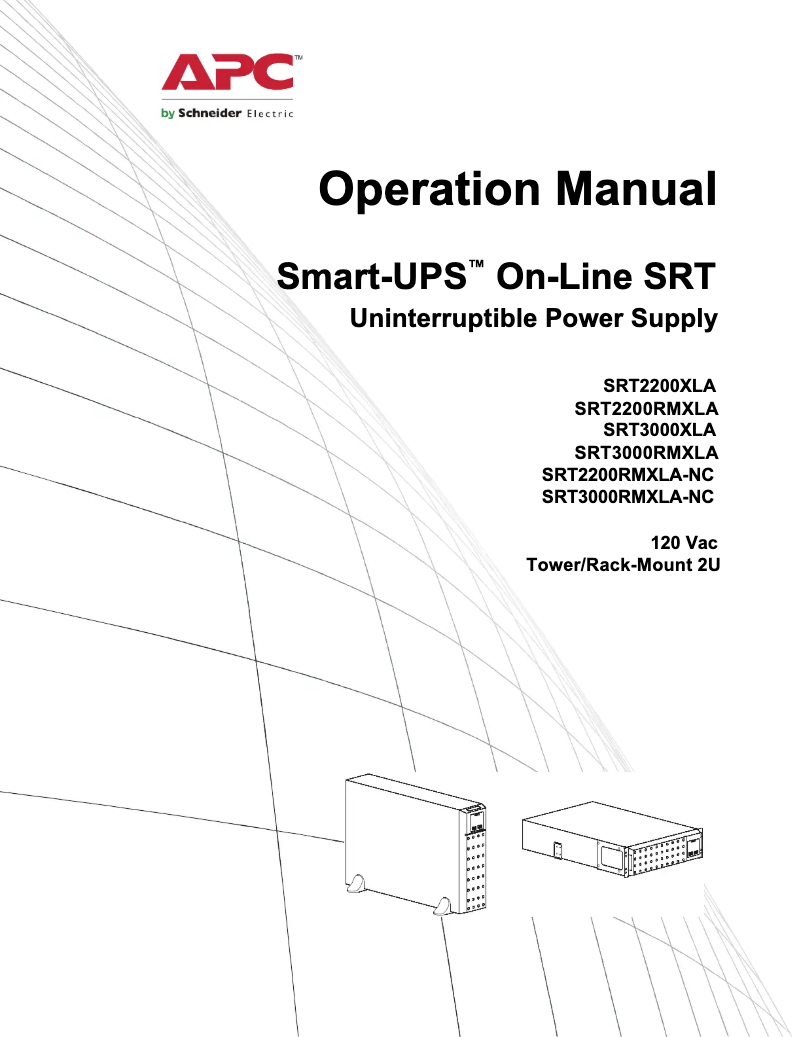 Image de la première page du manuel de l'appareil Smart-UPS On-Line SRT3000XLA