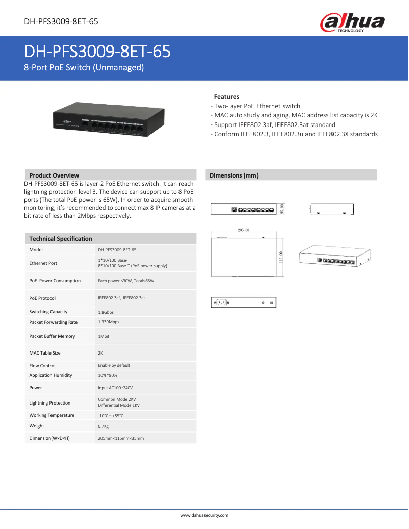 Image de la première page du manuel de l'appareil PFS3009-8ET-65