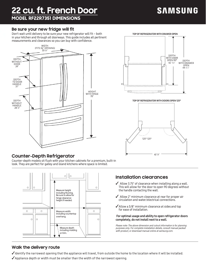 Image de la première page du manuel de l'appareil RF22R7351SG
