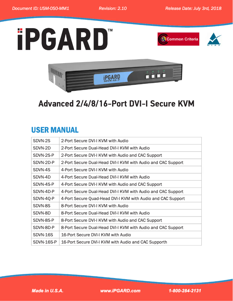 Página 1 del manual Manual de usuario iPGARD SDVN-4S-P