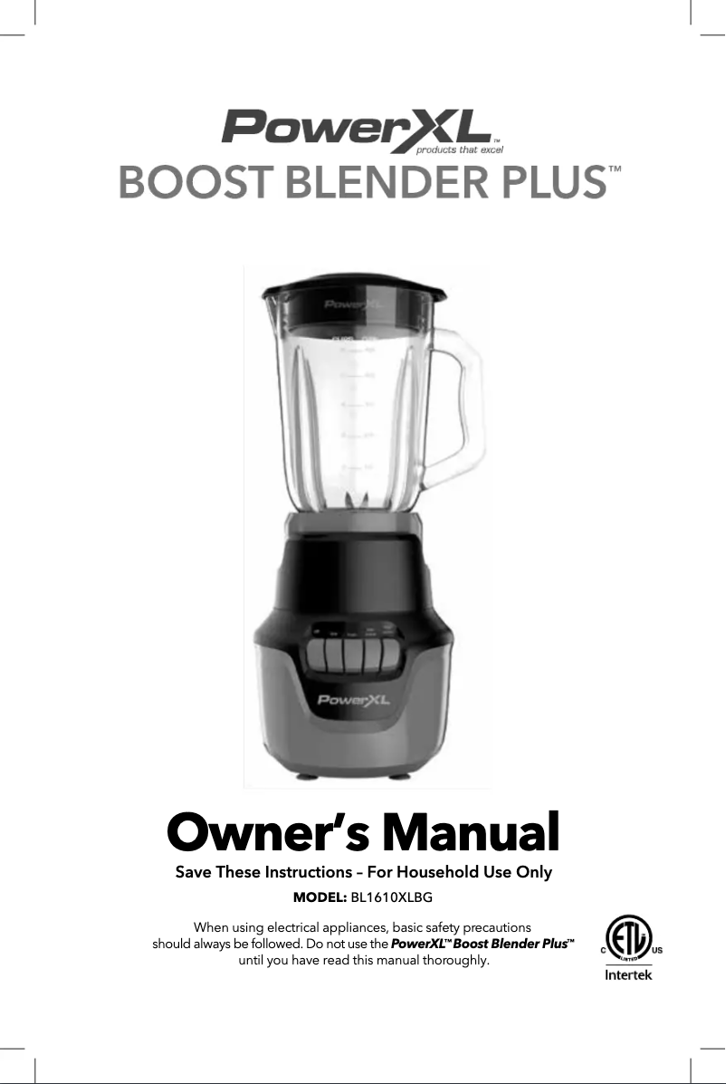 Image de la première page du manuel de l'appareil Boost Blender Plus BL1600XLBG