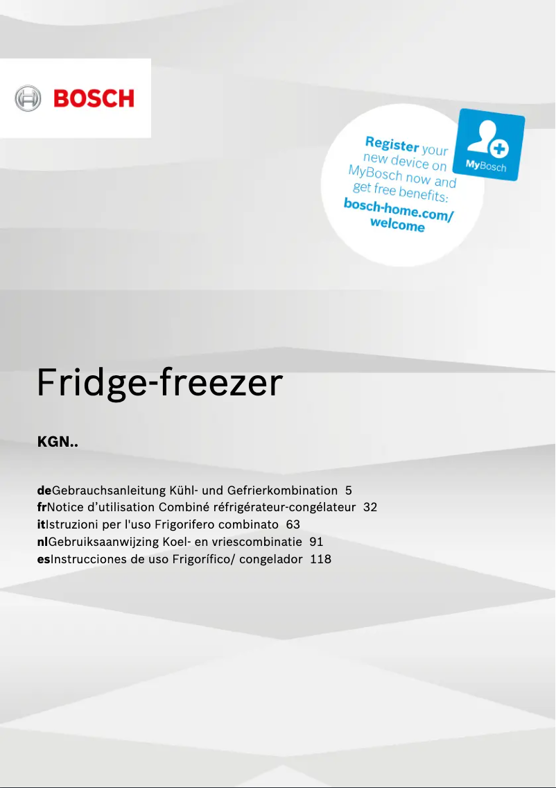 Page 1 of the manual User Manual Bosch KGN39EI4P