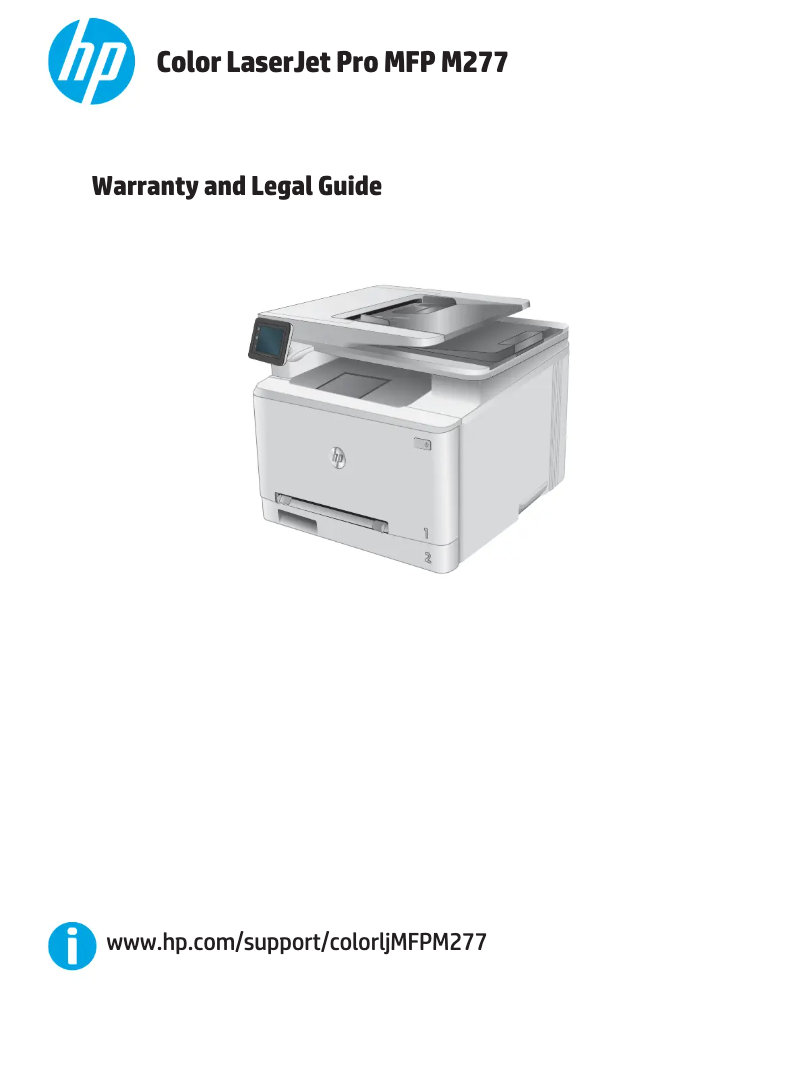 Page n°1 - Informations de garantie HP Color LaserJet PRO MFP M277