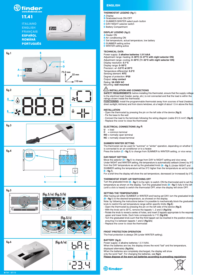 Page 1 de la notice Manuel utilisateur Finder 1T.41