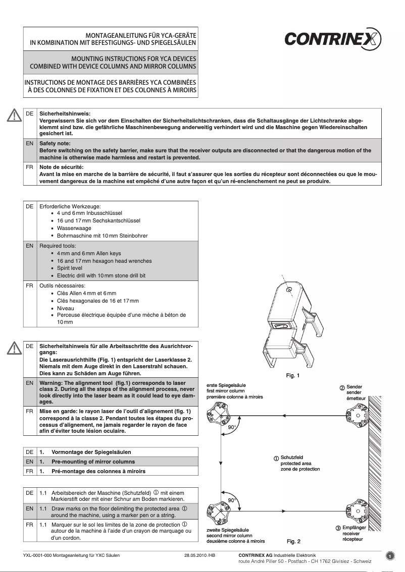 Page 1 de la notice Manuel utilisateur Contrinex YXC-1360-F00