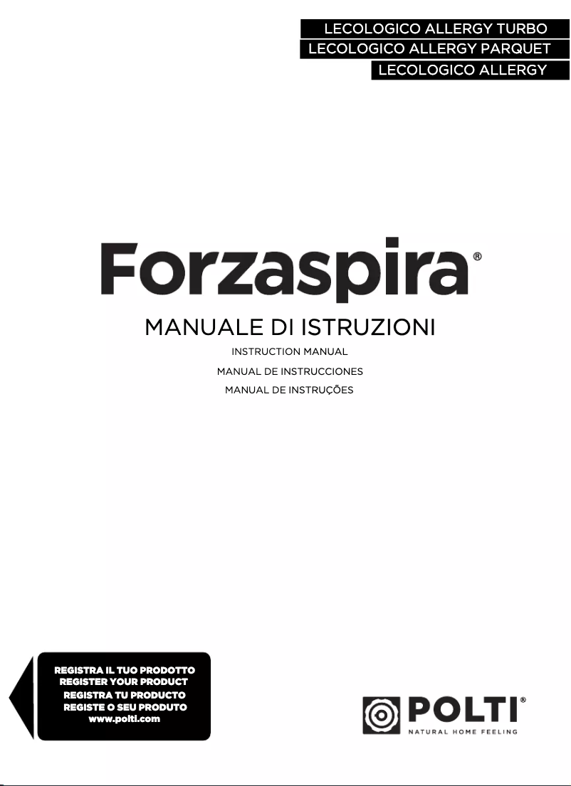 Page 1 de la notice Manuel utilisateur Polti Lecologico Allergy Turbo