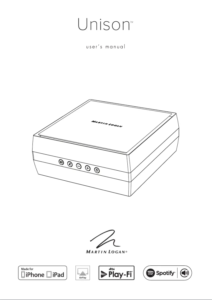 Page 1 de la notice Manuel utilisateur Martin Logan Unison