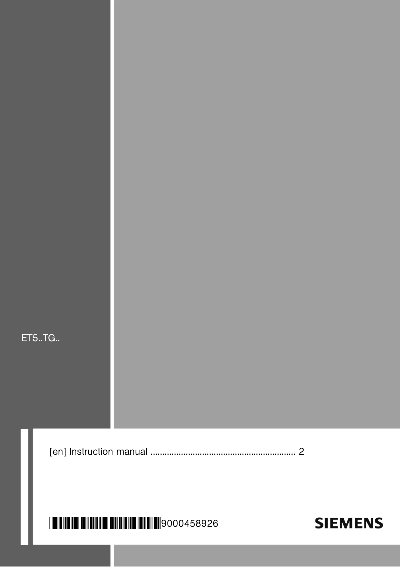 Page n°1 - Manuel utilisateur Siemens ET575TG12E