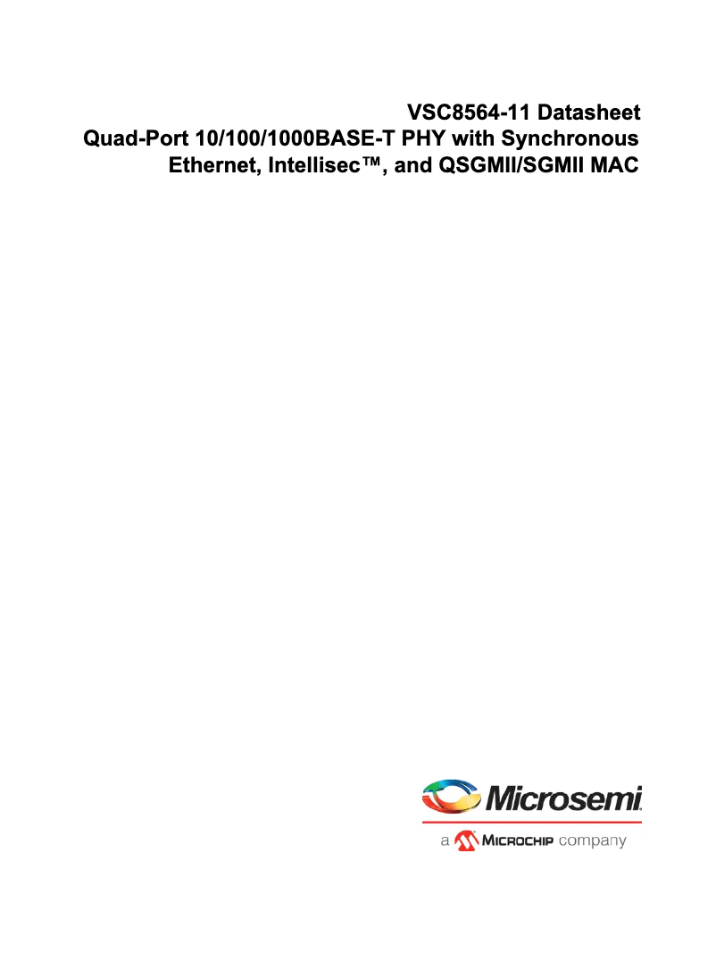 Page 1 de la notice Fiche technique Microchip VSC8564