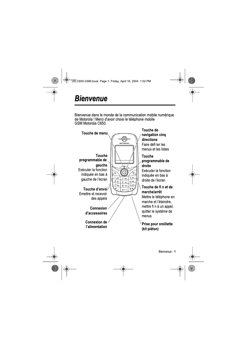 Page n°1 - Manuel utilisateur Motorola C650