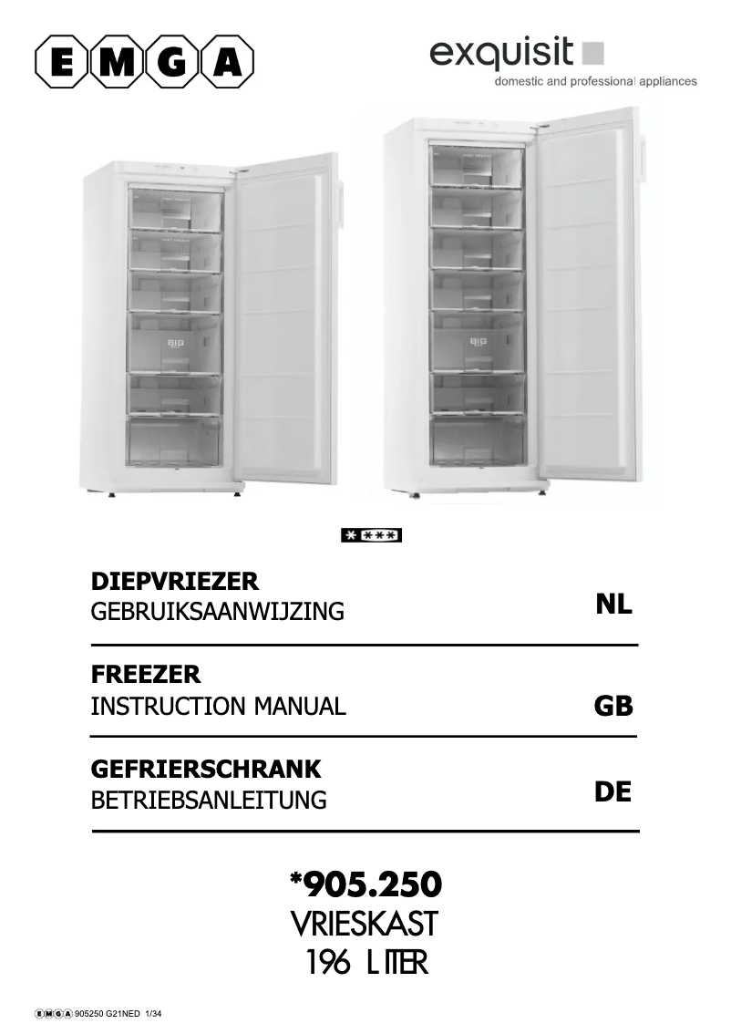 Page 1 de la notice Manuel utilisateur Exquisit 905250