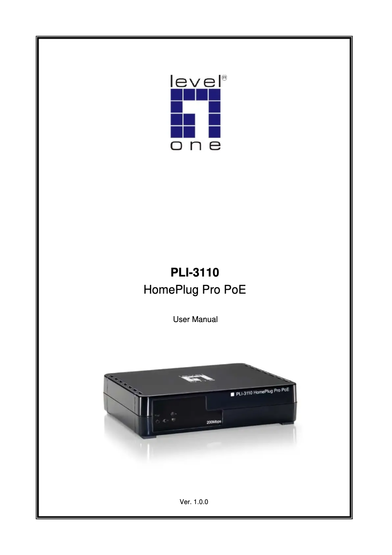 Image de la première page du manuel de l'appareil PLI-3110