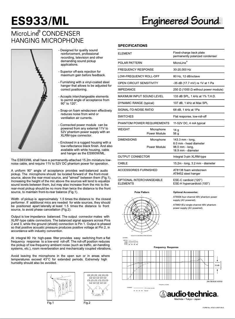 Page n°1 - Manuel utilisateur Audio-Technica ES933/ML