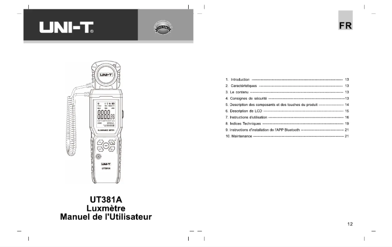 Page 1 de la notice Manuel utilisateur Uni-T UT381A