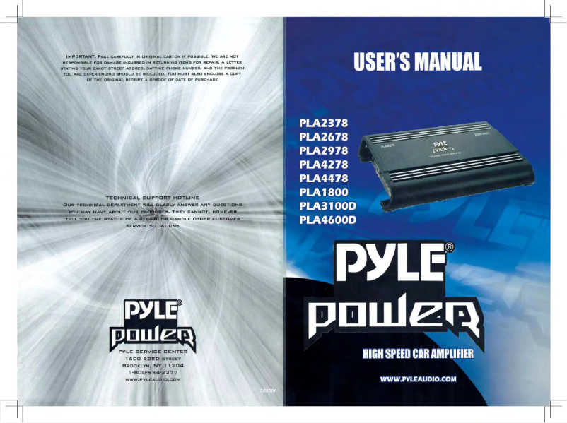 Page 1 of the manual User Manual Pyle PLA4478