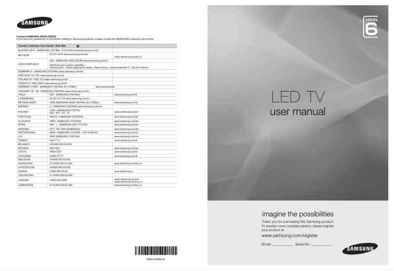 Page n°1 - Manuel utilisateur Samsung UE32B6000VW