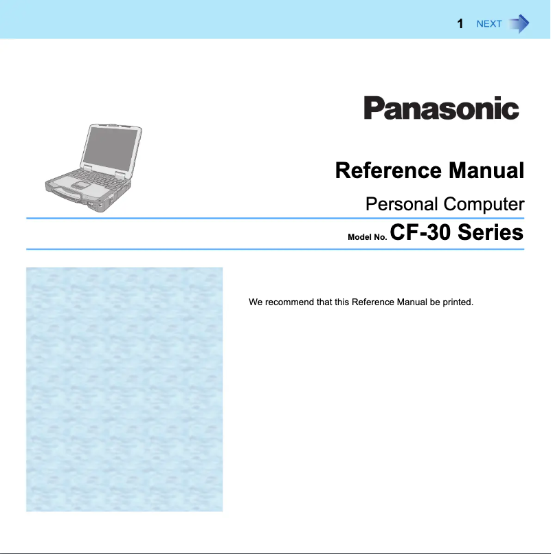 Image de la première page du manuel de l'appareil Toughbook CF-30