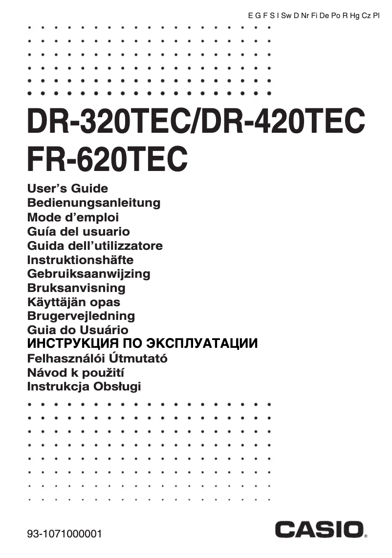 Page 1 de la notice Manuel utilisateur Casio DR-420TEC
