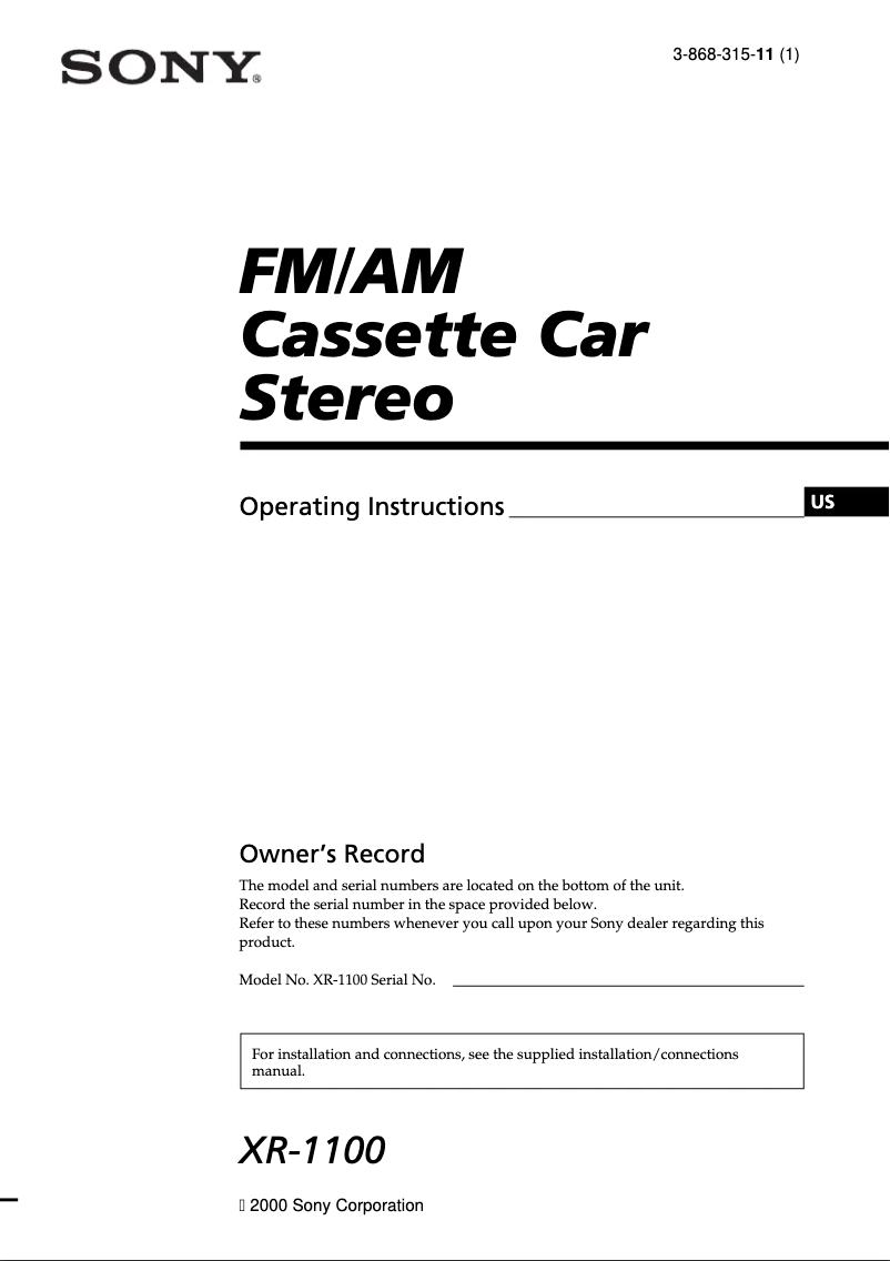 Página 1 del manual Manual de usuario Sony XR-1100