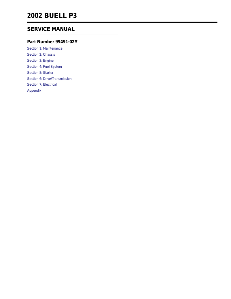 Page 1 de la notice Manuel utilisateur Buell Blast (2001)