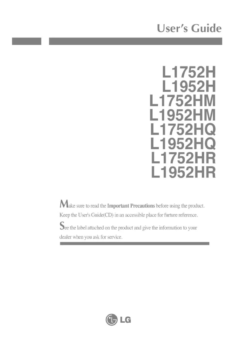 Page n°1 - Manuel utilisateur LG L1952HR