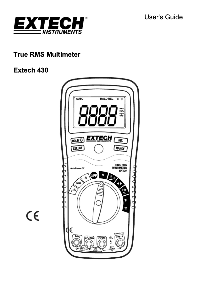 Page n°1 - Manuel utilisateur Extech 430