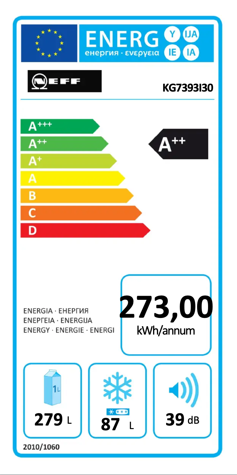 Page n°1 - Label énergétique Neff KG7393I30