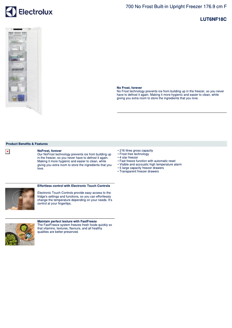 Page n°1 - Fiche technique Electrolux LUT6NF18C